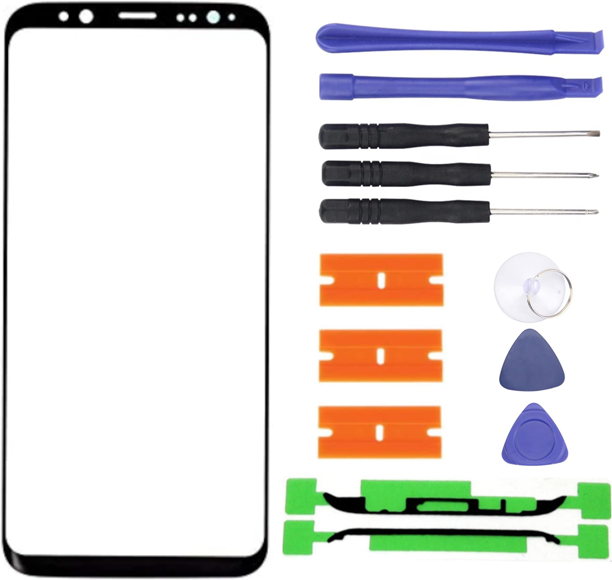 S&LEnterprise Front Glass Screen Replacement Repair Kit for Samsung Galaxy S8 SM-G950F 5.8" 2017 Front Outer Glass Lens Black