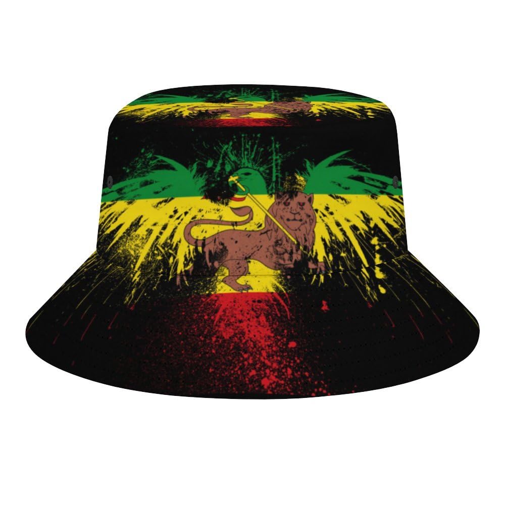 urtradezz Jamaican Reggae Rasta Lover Bucket Hat for Men Women Fisherman Hat Packable Sun Cap Outdoor Travel Beach Caps
