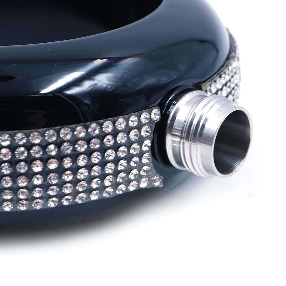 Bracciale Bangle Flask, Flacone Braccialetto Portatile in Acciaio Inossidabile Liscio da 3,5 Once per Idee Regalo per attività all'Aperto per Feste - Strass Neri