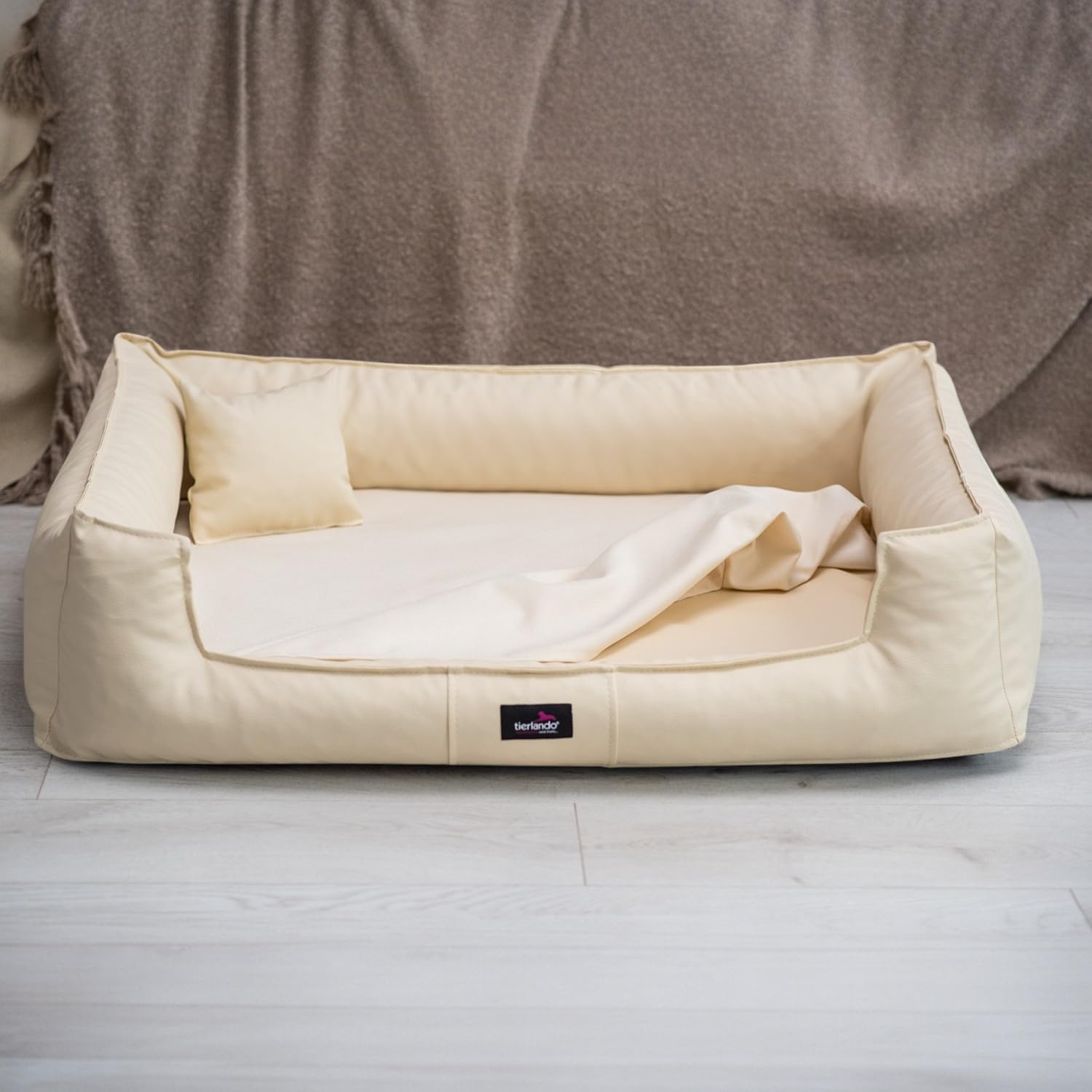 tierlando® Quick-Cover Maddox Basic Matratzenschoner für Hundebett und Hundematratze aus Polyester – rechteckiger, waschbarer Spannbettlakenbezug Größe: 130x80cm | Farbe: 05 Creme
