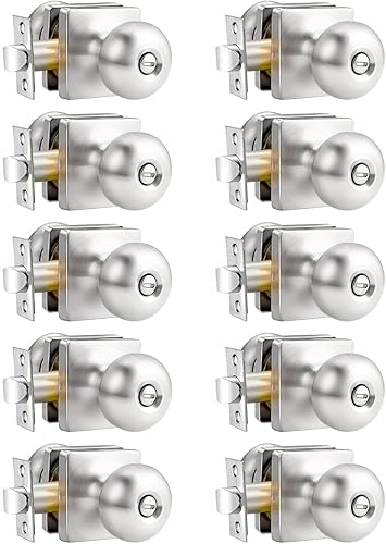 Miniatura 1 de Mengico Paquete de 10 pomos de puerta modernos, pomo de puerta de bronce aceitado, cerradura de privacidad (para dormitorio y baño)