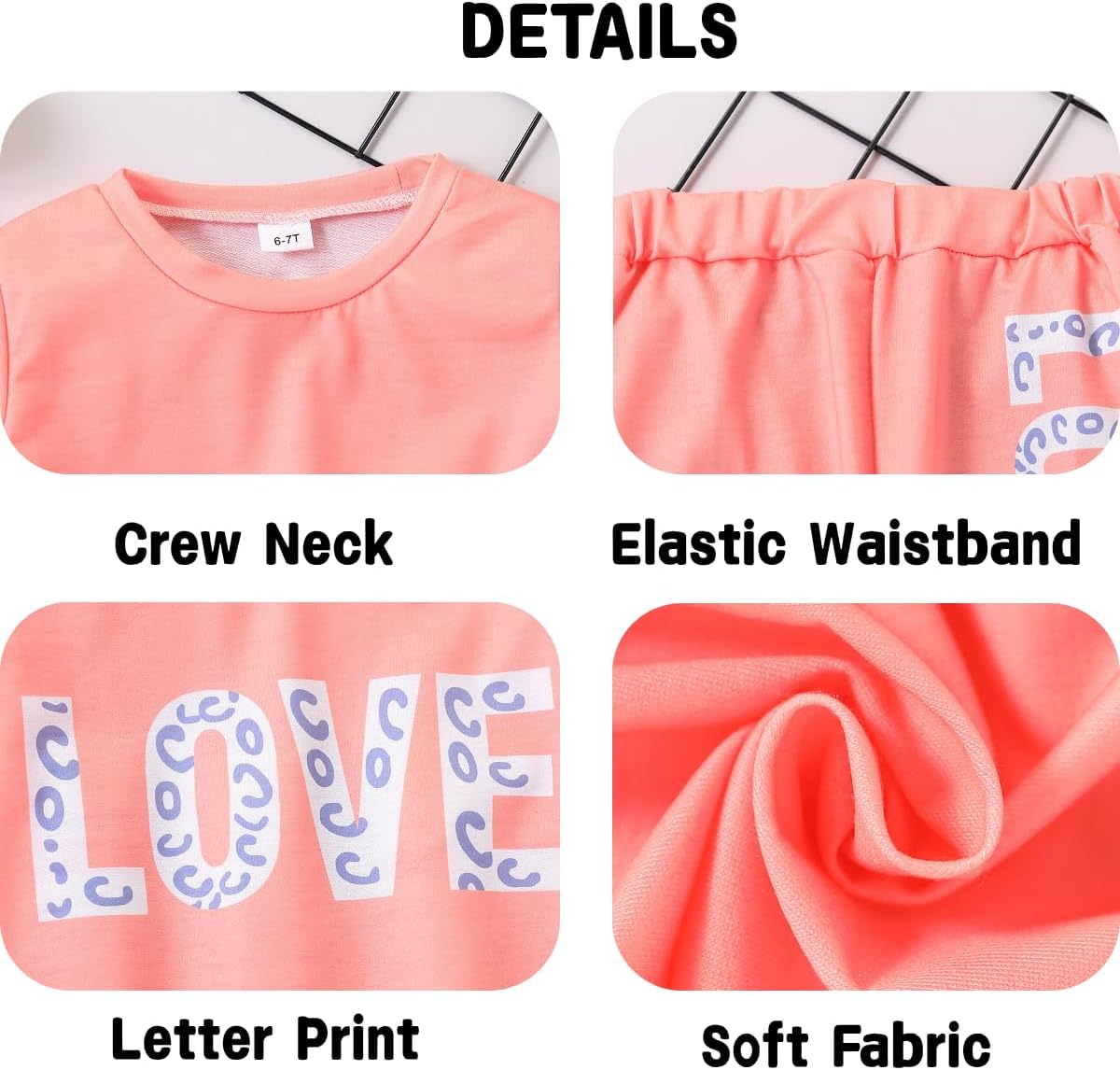 Tween Girl's Letter Print Top + Jogger Pants 2 Piece Outfit Set Kids Clothing, Sizes 6-14 Years - Image 6