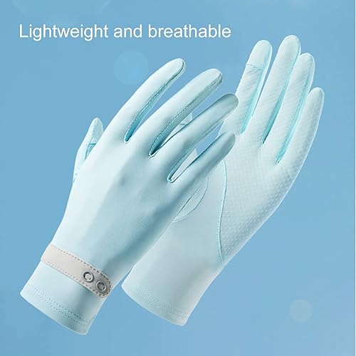 Miniatura 2 de 1 par de guantes elásticos de seda de hielo de verano con botones y puño, guantes de protección solar para mujer, guantes de protección solar para