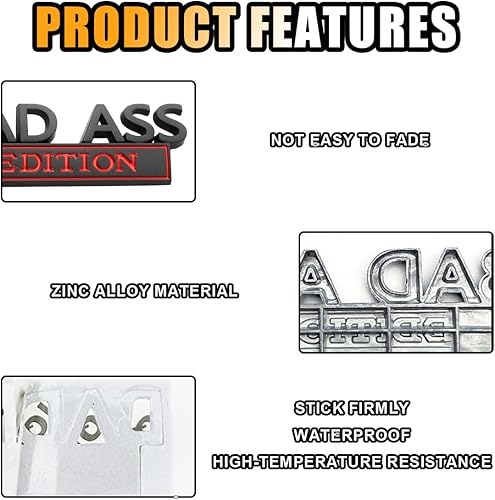 Miniatura 4 de Emblema de edición Bad Ass para coche, parachoques de coche, parachoques capó, maletero 3D, accesorios de repuesto para rejilla delantera del portón