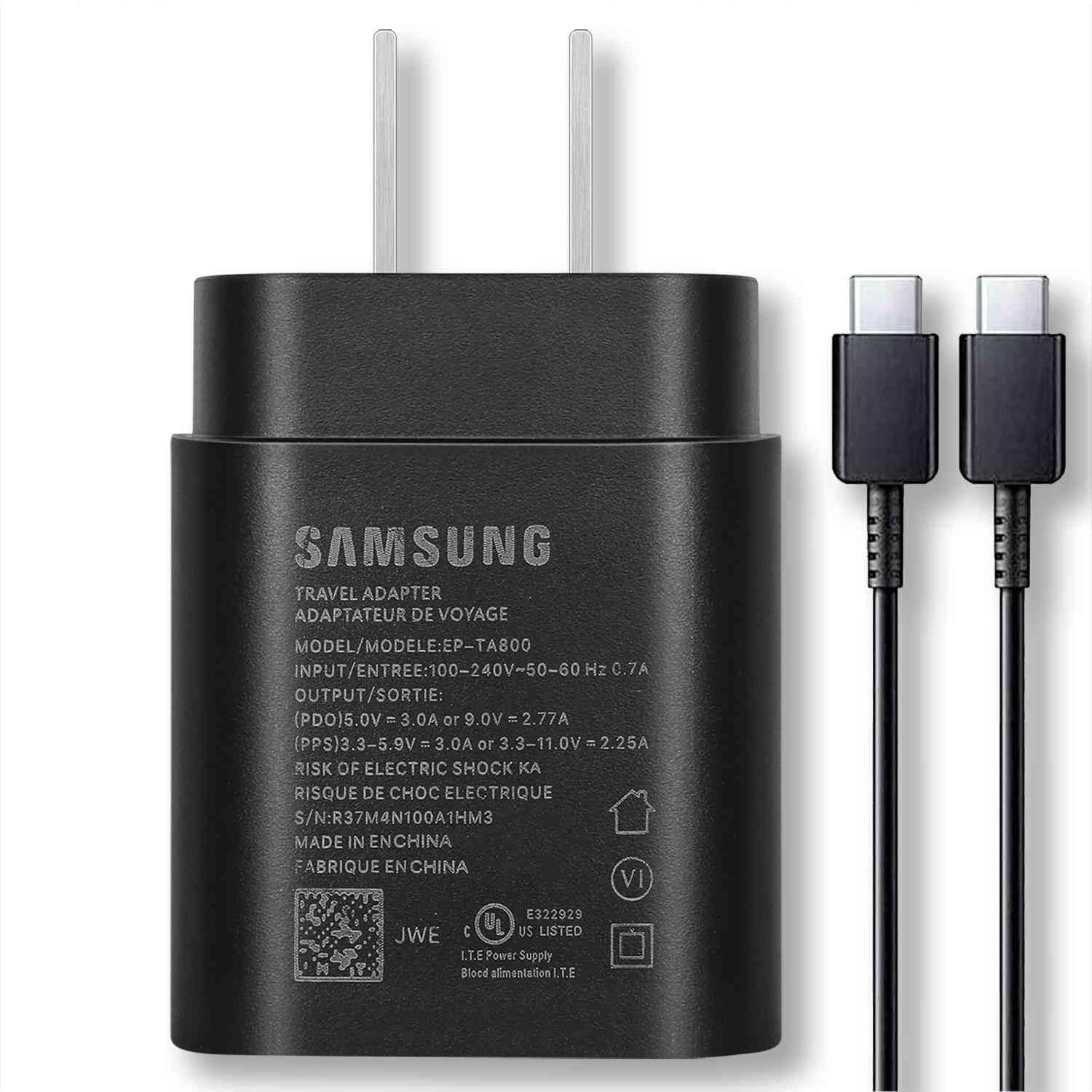 USB C Charger-25W PD Wall Charger Fast Charging for ZTE Blade 10 Prime and 3ft Type C to C Cable - Black (US Version with Warranty)