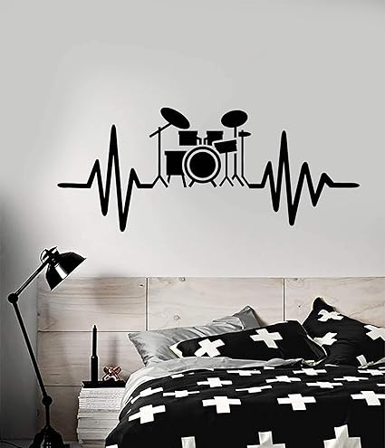 ISEE 360 Drums Beats Wall Sticker for Living Entertainment Kids Bedroom Home Decor Vinyl Decal L X H 100 x 50 Cms