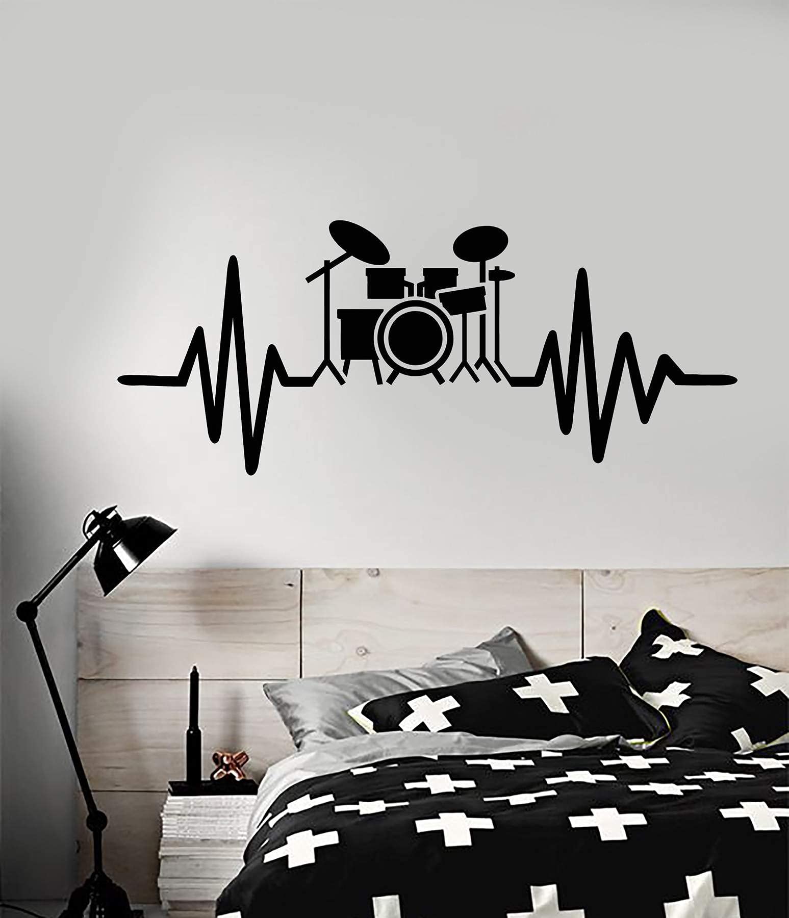 ISEE 360® Drums Beats Wall Sticker for Living Entertainment Kids Bedroom Home Decor Vinyl Decal L X H 100 x 50 Cms-image-28
