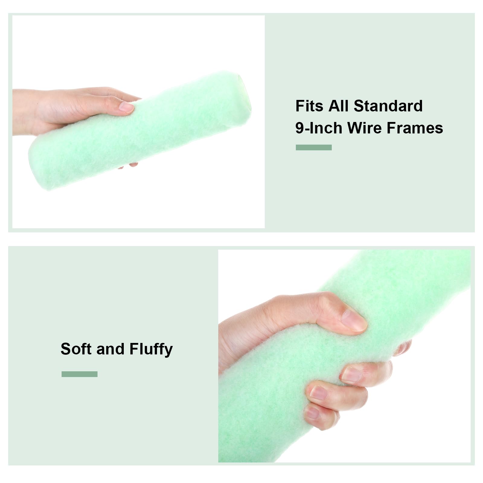 Gisafai 24 Stück 22,9 cm Farbrollerabdeckungen Farbrollen zum Malen von Wänden Roller Pinsel 3/8 Zoll Nickerchen Mikrofaser Roller Nickerchen Haus Malerei Zubehör Farbroller Kit für Wände Decken, Grün