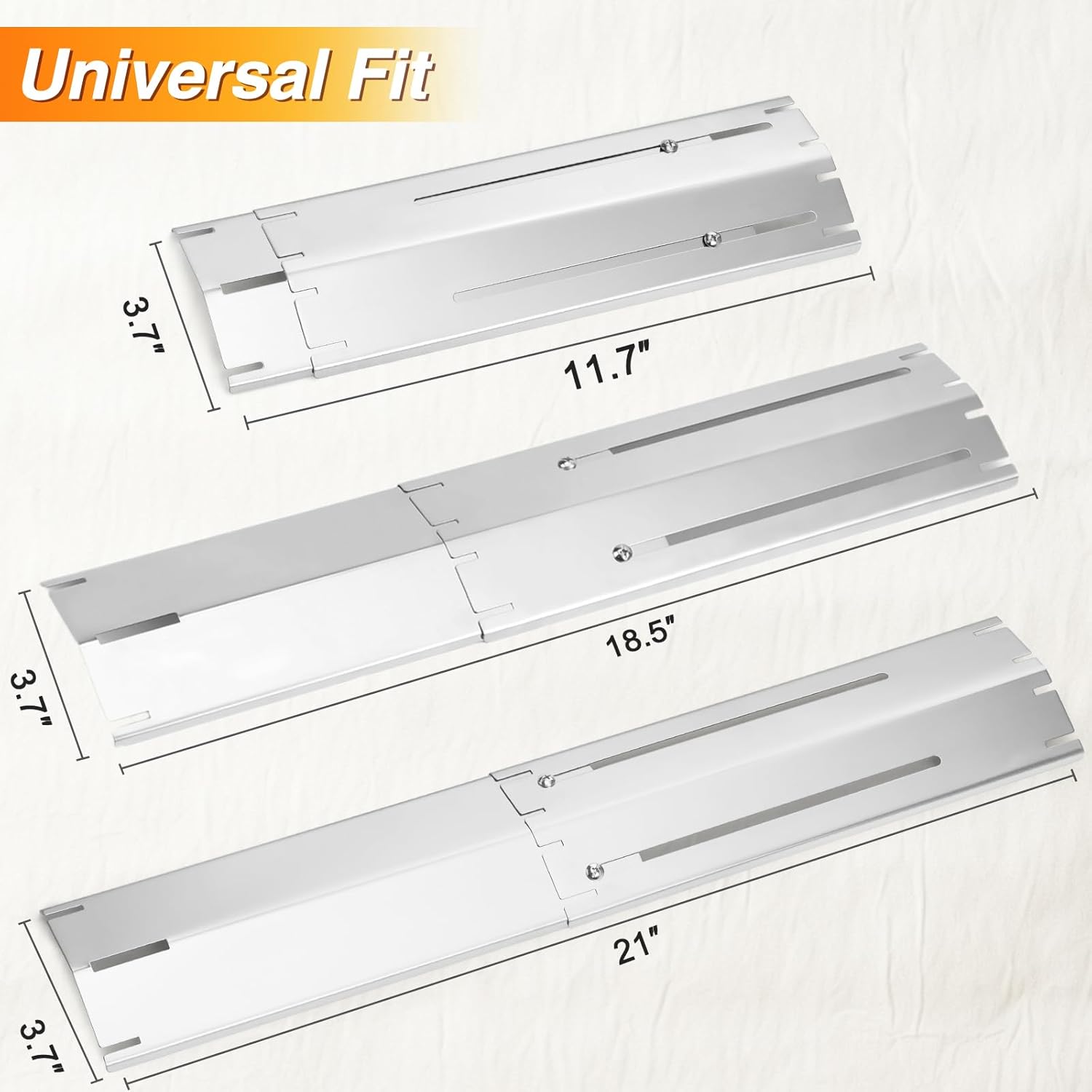 Universal Heat Tents Replacement for Charbroil, Nexgrill, Backyard,Expert Grill,Stainless Steel Adjustable Heat Plate Shield for Brinkmann,Flavorizer Bar, Flame Tamer Burner Cover,4 Pack BBQ Heat Tent