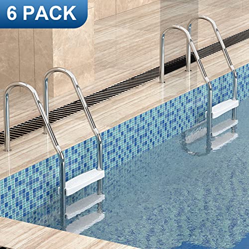 Goovilla Pool Ladder Steps Replacement, (3-Pack) 18" Universal Heavy-Duty Molded Plastic Swimming Pool Ladder Rung Step With 6 Pcs Stainless Steel Bolts For Inground And Above Ground Pools, White #TOP5