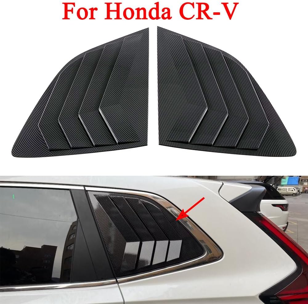 2Pcs Carbon Fiber Rear Side Window Louvers Cover Air Vent Scoop Shades Cover Blinds Trim Compatible with Honda CRV CR-V 2023 2024 2025 2026