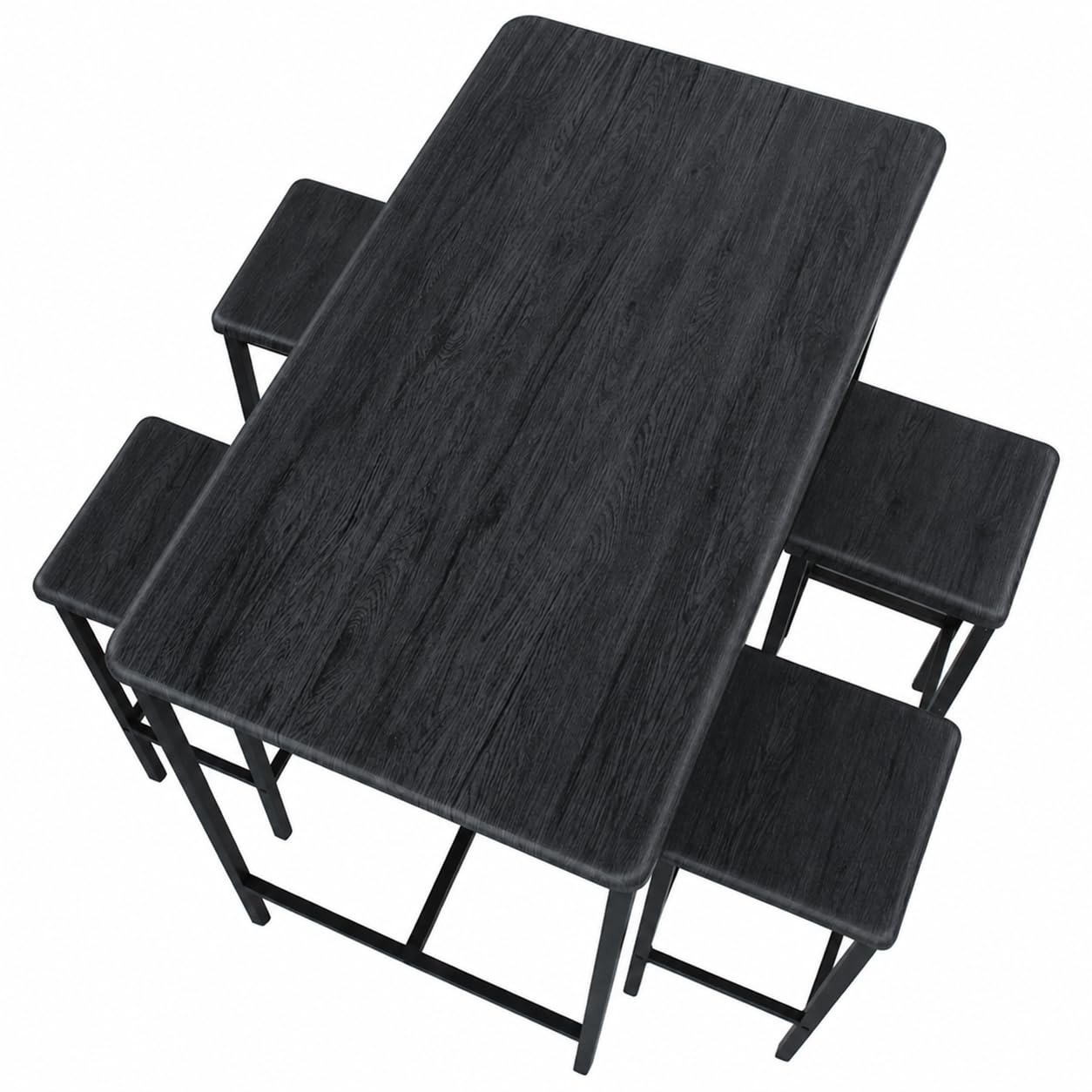 yelloo - Set tavolo Alto e spazioso con 4 sgabelli bar per Cucina, tavolo da cucina, adatto da interno o esterno solo sotto gazebo tenda terrazza (PARIS 110x66 cm Nero)