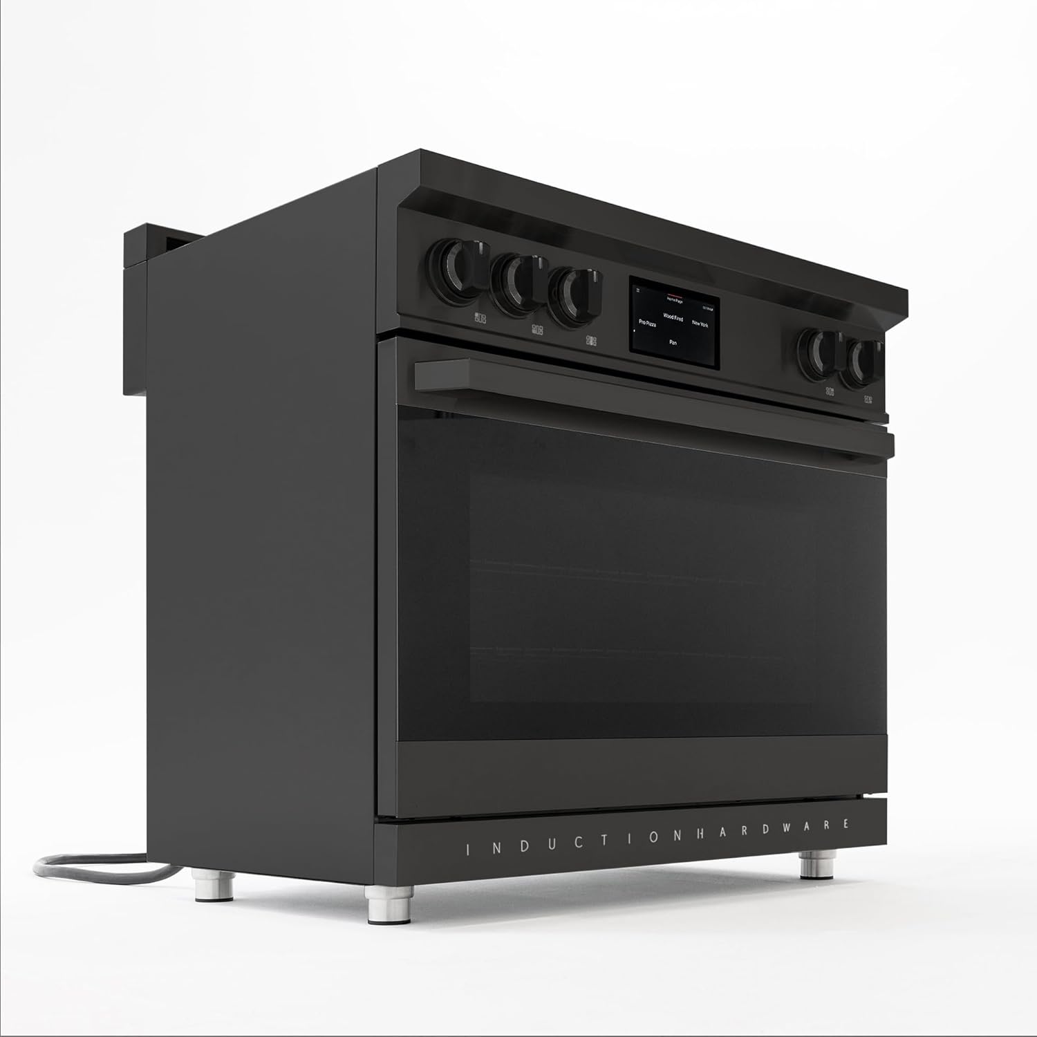 36 Inch Professional Induction Range with Convection Oven, Air Fry, 5 Burner Electric Stove, Pizza Stone - Black Stainless Steel