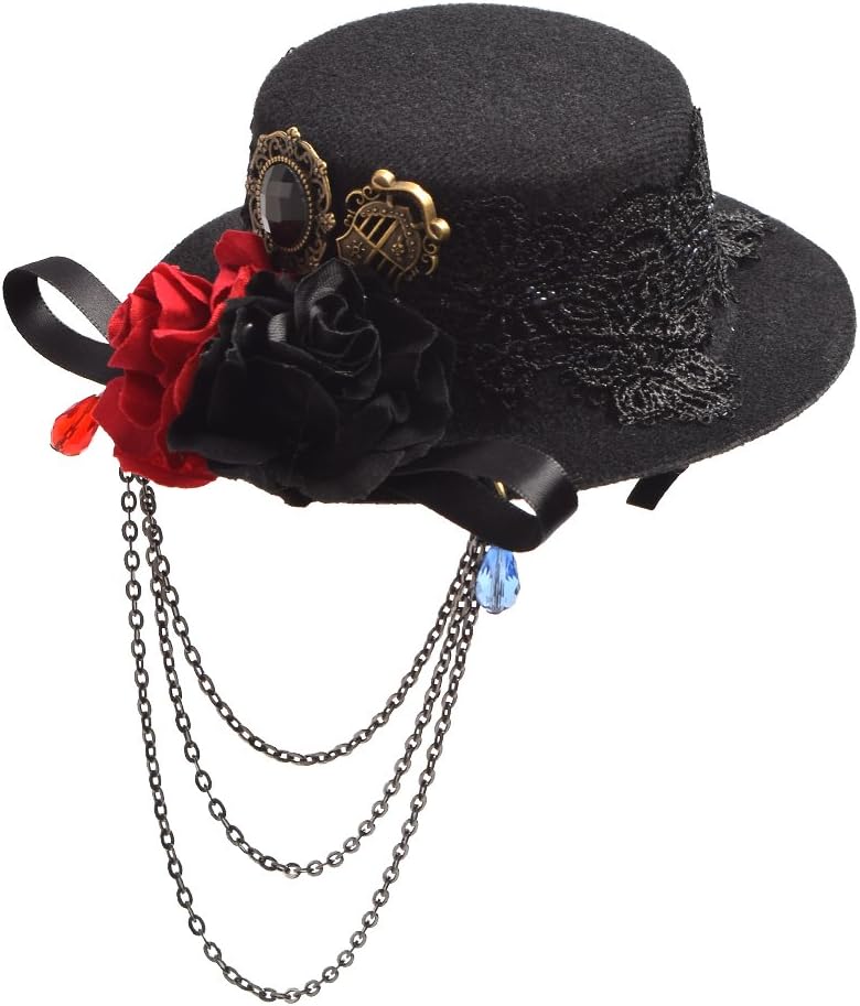 BLESSUME Victorian Punk Mini Bowler Hat Hair Clip Party Hat Dancing Cocktail Head Clip