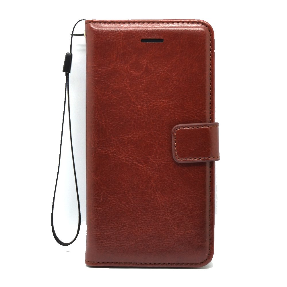 Ziaon Redmi 4A Flip Cover, Ziaon(Tm) Len Series 100% Faux Leather Flip Stand Wallet Case With Credit Card Slots & Magnetic Lock For Xiaomi Redmi 4A - Brown - Brown