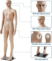 Vista 5 de 73 Inch Male Mannequin Full Body with Metal Base, Adjustable Detachable Poseable for Retail Clothing Shops, Nude