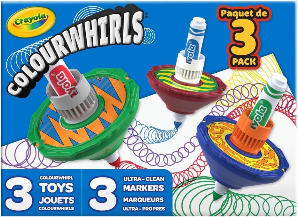 SALE! Crayola Colourwhirls Spinning Art Set
Includes 3 spinning tops. Place markers in the tops, spin them and they create art!
Click ---> HERE