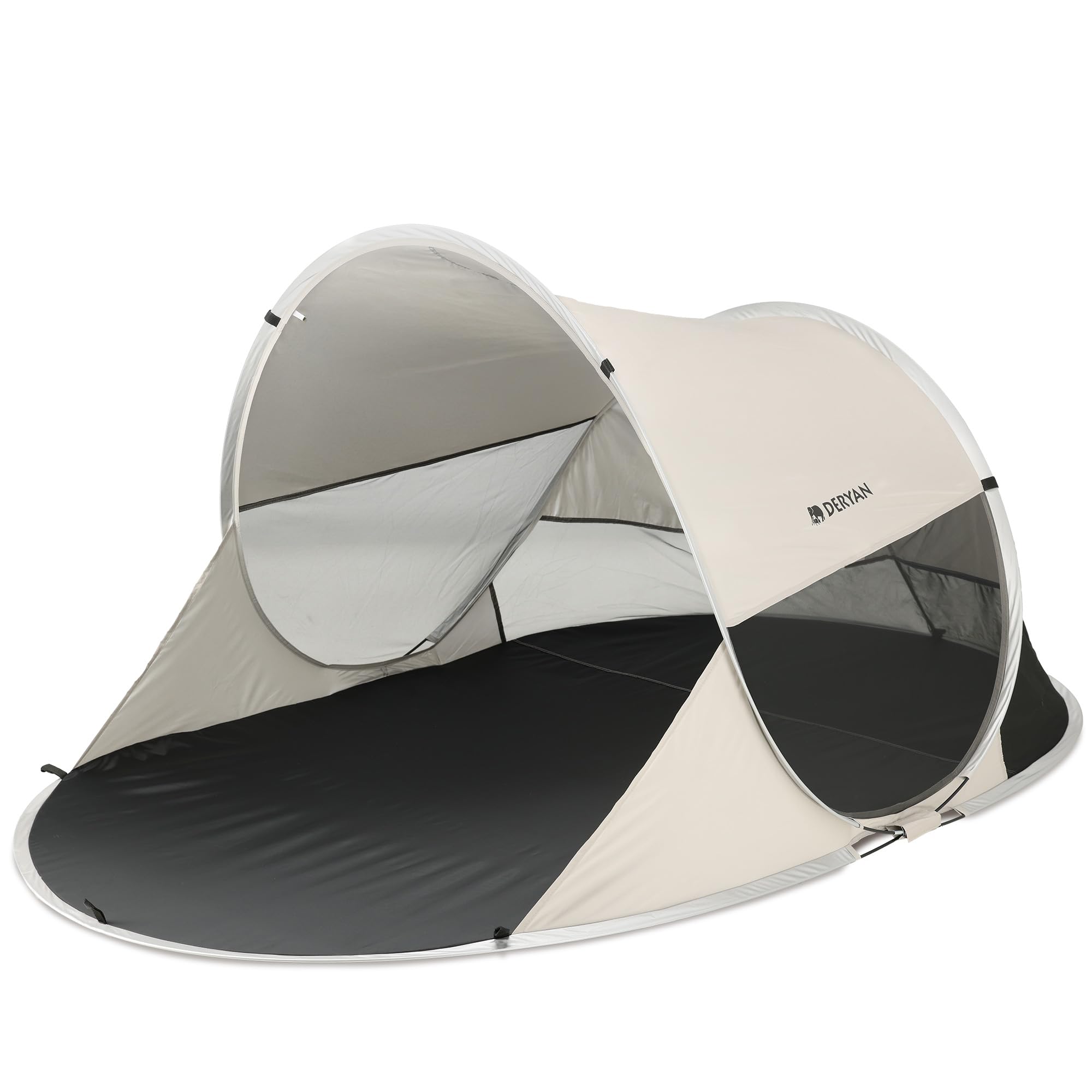 DERYAN Tenda da spiaggia pop-up, misura grande, 1 secondo, protezione UV 50+ e protezione dal vento, leggera e pieghevole, sabbia