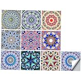 Operitacx 10pièces Lot De Autocollants Carrelage Motif Mandala Adhésif Mural Imitation Carrelage Fresque Murale Décoration