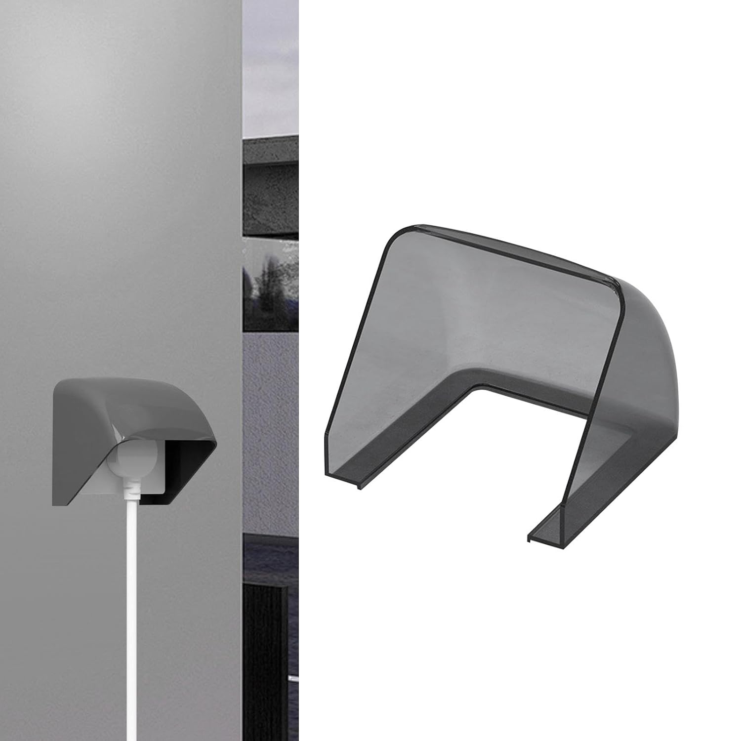 Wall Socket Box Receptacle Protector Dustproof Weatherproof Outlet Cover Outdoor Socket Waterproof Box for Kitchen Restaurant, Black Clear