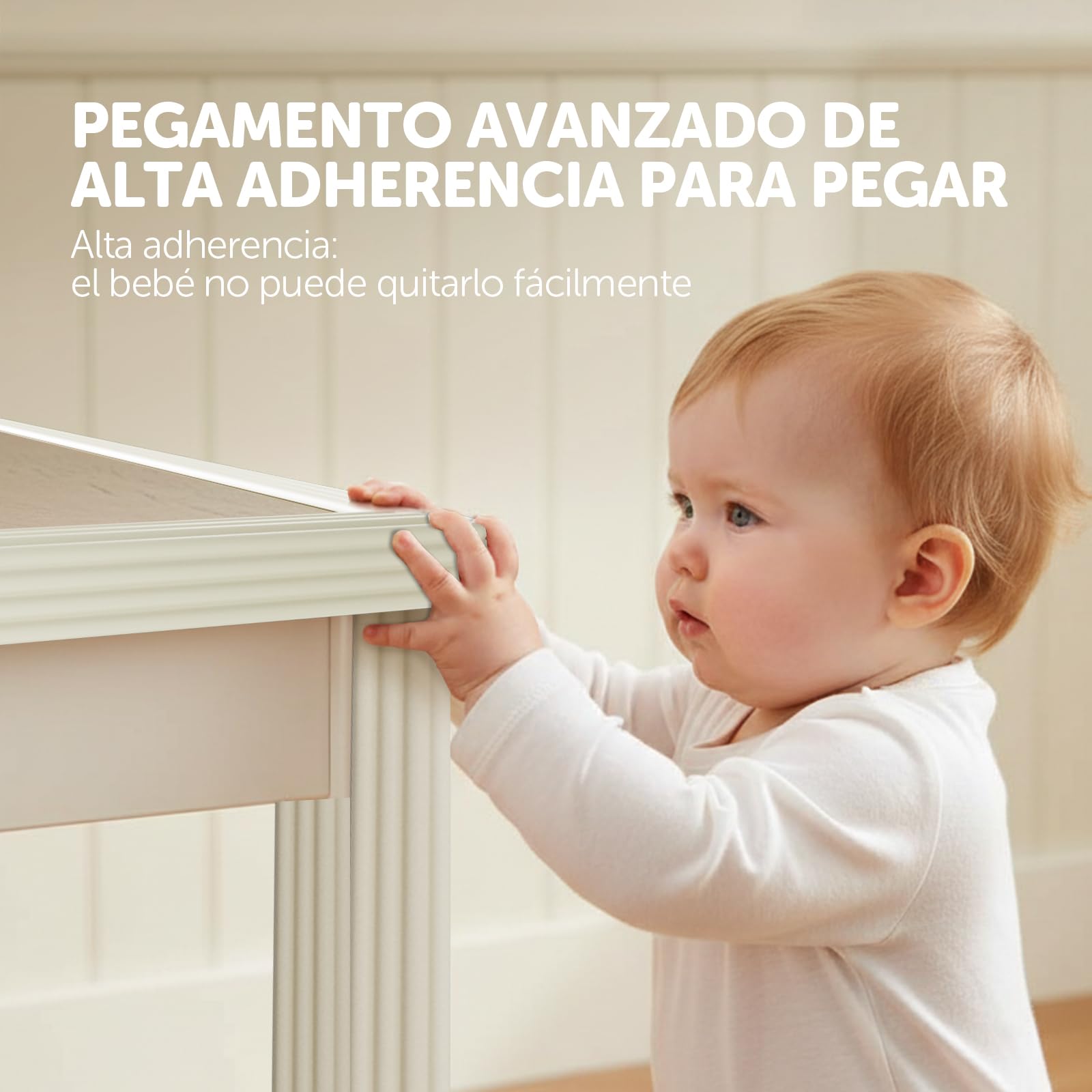 shinfly Multiusos Protector Espuma, 5mx8cmx8mm Autoadhesivo Protector Pared Cama niños, Espuma Ancha Suave Gruesa Rollo para Superficie Dura & Bordes, Protección de Bordes para Ancianos Blanco Lana — view 3