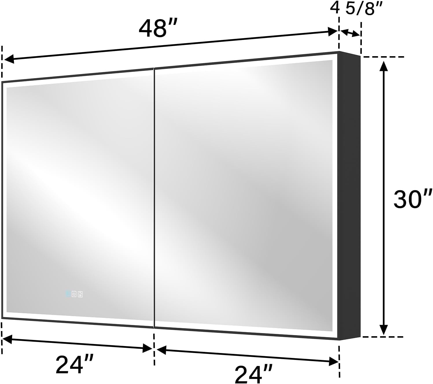 WELLFOR 48" X 30" LED Mirrored Medicine Cabinet, Medicine Cabinets with Lights for Bathroom, Defogging Function Mirror Cabinet, Bathroom Medicine Cabinet with USB Port & Outlet, Double Opening Doors