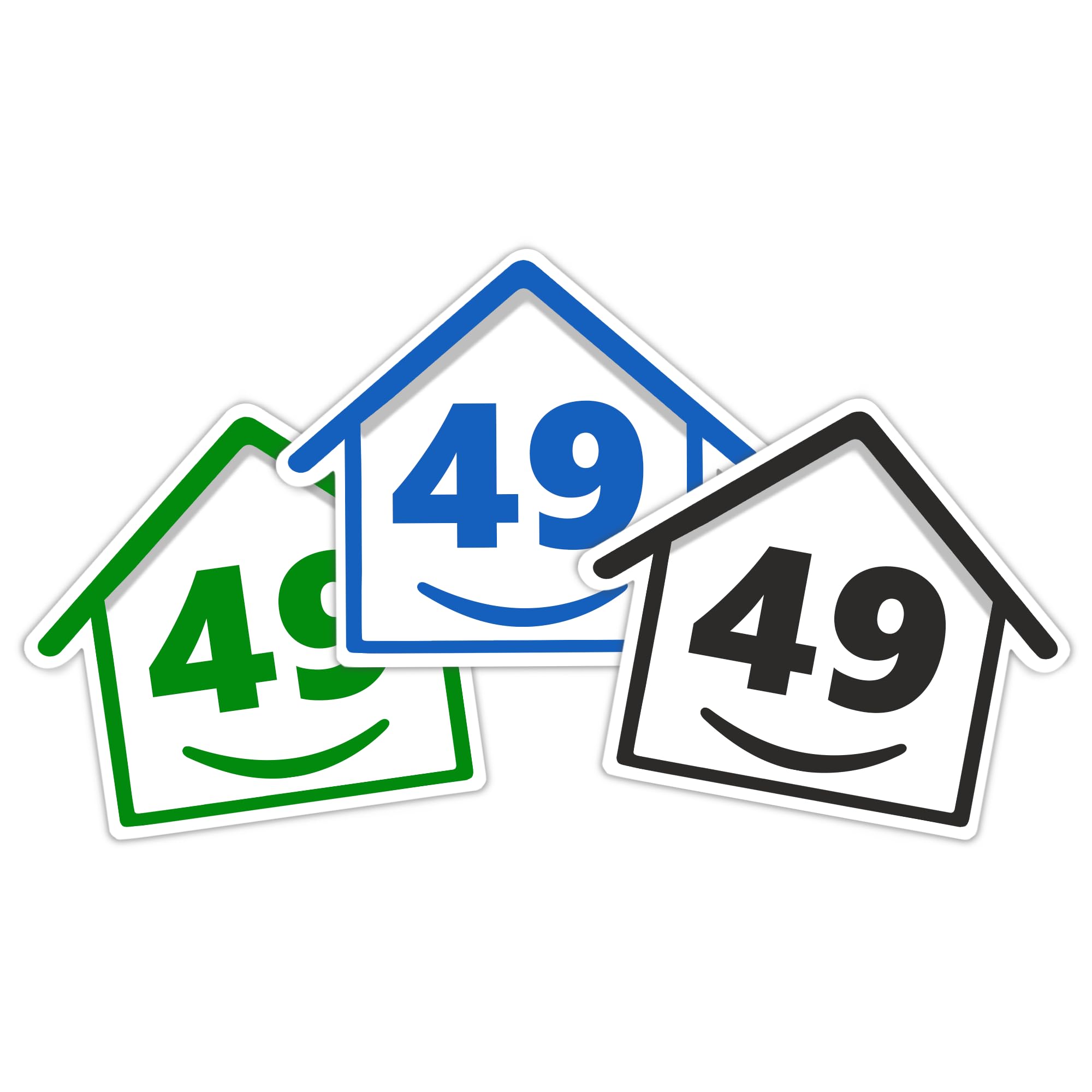 3 x Bin Numbers for Wheelie Bins, 1-99, 15cm ‘Happy House’ Colour Design Dustbin Stickers, Easy Application Stick On Number Stickers - Weatherproof Self Adhesive Vinyl – Blue, Black and Green (14) — view 15