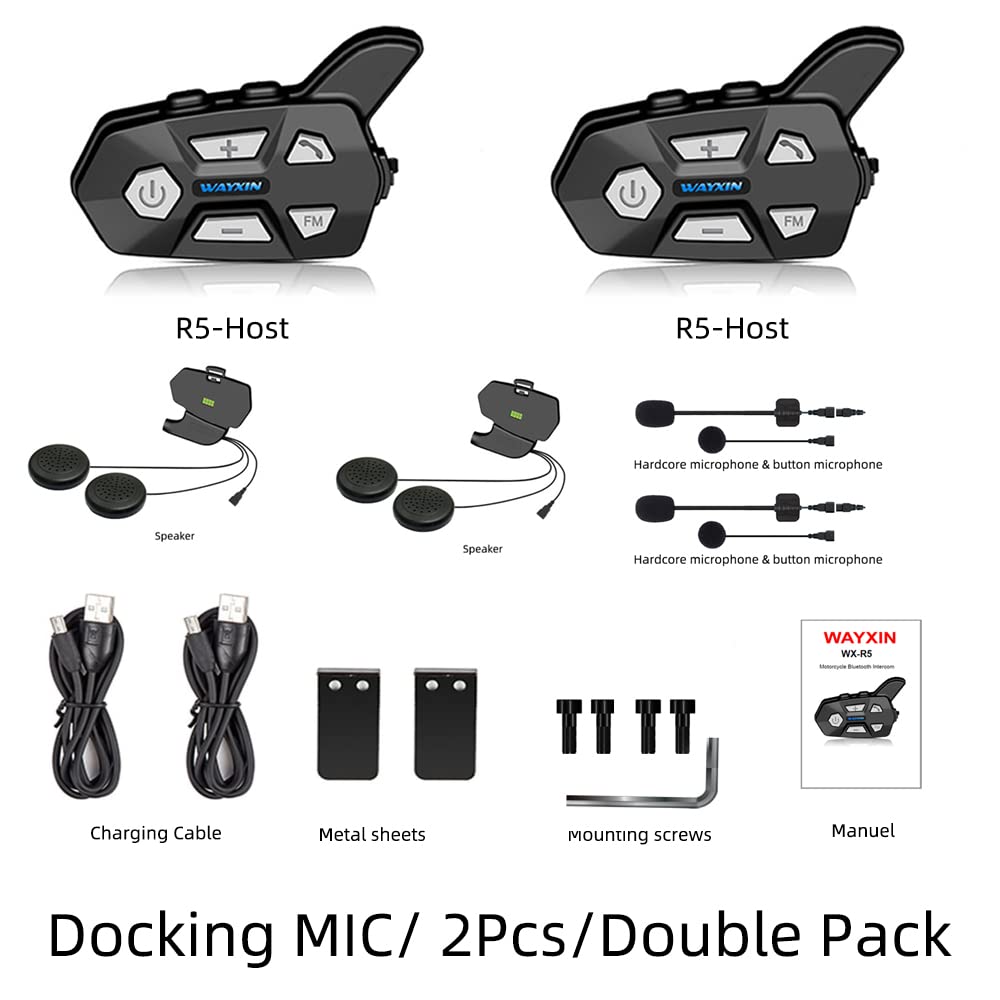 Sistemas De Comunicación De Casco, Intercomunicador Bluetooth 5.0 Casco De Motocicleta Auricular Bluetooth Sistemas Universales A Prueba De Agua Para ATV/Motocicleta/Dirt Bike
