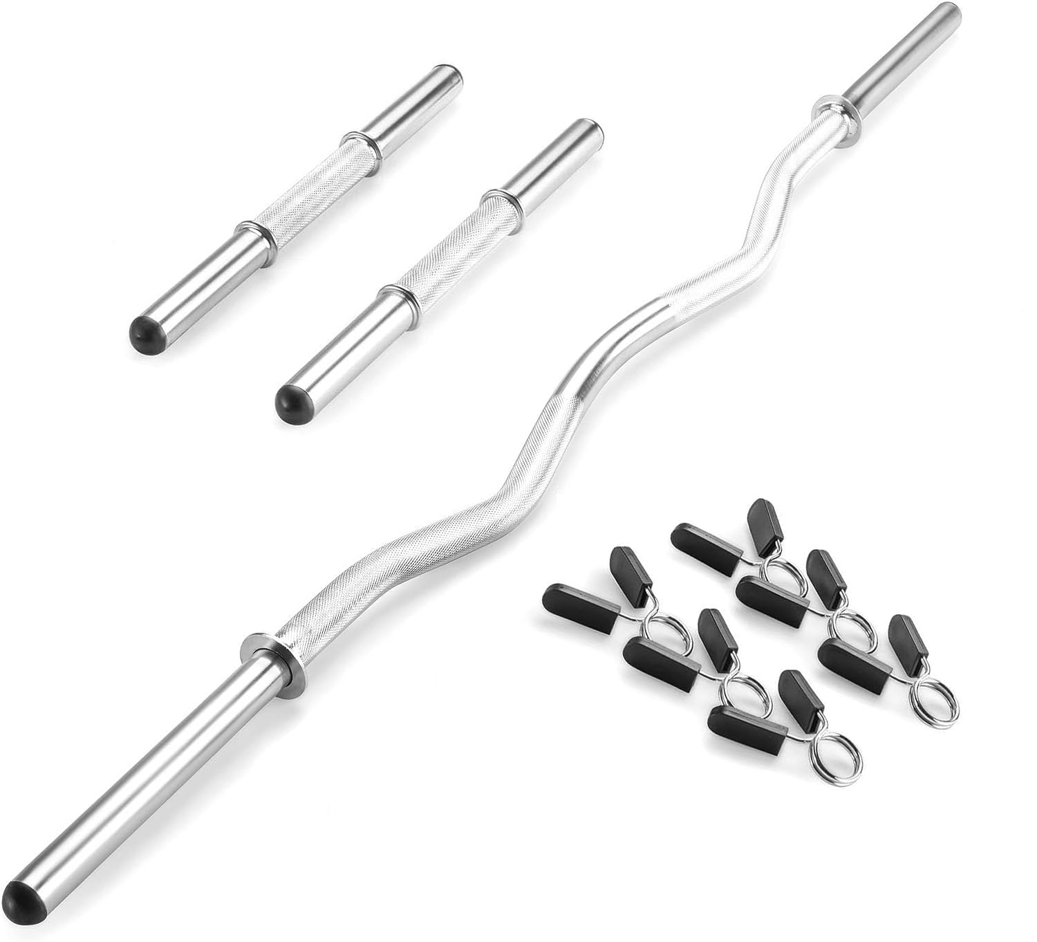 FIXTECHHollow Curl Bar and Dumbbell Handle Set with Spring Collars
