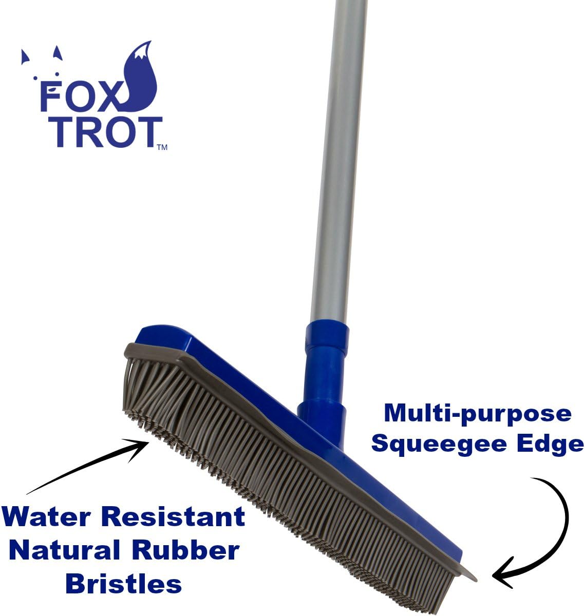 Flash Sale Fur Buster Rubber Broom with Squeegee - Pet Hair Removal -Dog Hair - Cat Hair - Water Spills - Multipurpose Surfaces - Extendable Pole Makes Cleaning Easy