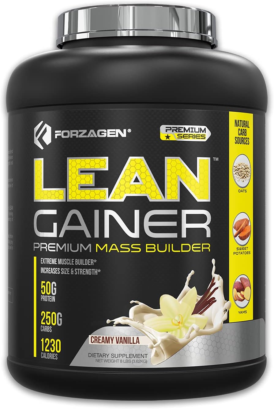 Forzagen Lean Gainer Premium Mass Builder 12 & 8 Lbs, 2 Flavor Available, Natural Carb Source, Oats, Sweet Potatoes, Yams (Creamy Vanilla, 8 LBS) : Health & Household