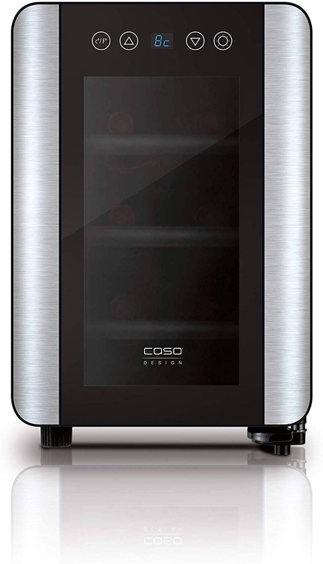 Caso WineCase 6 Independiente 6botella(s) A - Enfriador de vino (Independiente, 3 estanterías, Negro, Acero inoxidable, Acero inoxidable, GS, 6 botella(s))