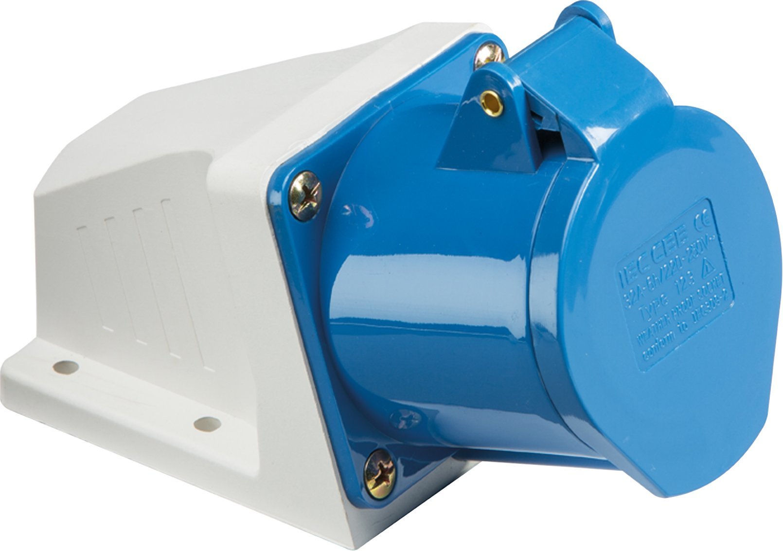 Knightsbridge IN0012 Angled Surface Mount Socket, 2P+E, 240 V, IP44, 32 A, Blue