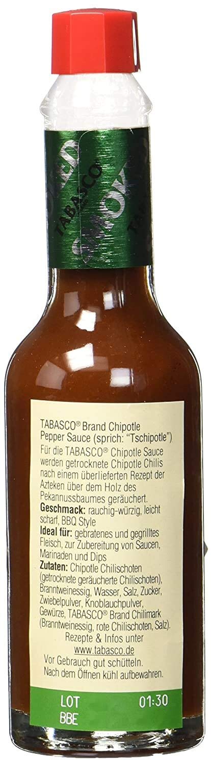 TABASCO Chipotle Sauce – 4 * 60ml Glasflasche - Doppelpack - original - 100% natürliche Zutaten – Hot Sauce