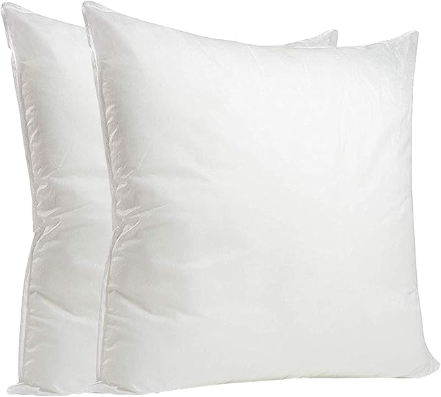 Sleep&Snuggle HollowFibre Cushion Inner Pads - Square Sofa and Bed Cushion Pillow - Hypoallergenic Pad Stuffer Insert Square Polyester - White (2, 18" x 18")