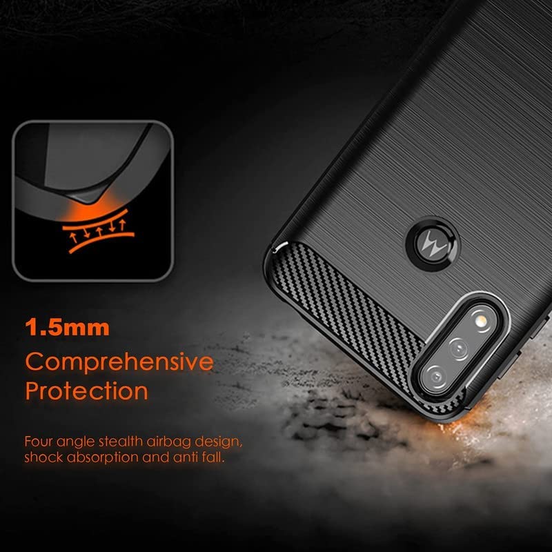 Image of Hybrid Carbon Fiber Back Case for Moto E7 Power (Black)