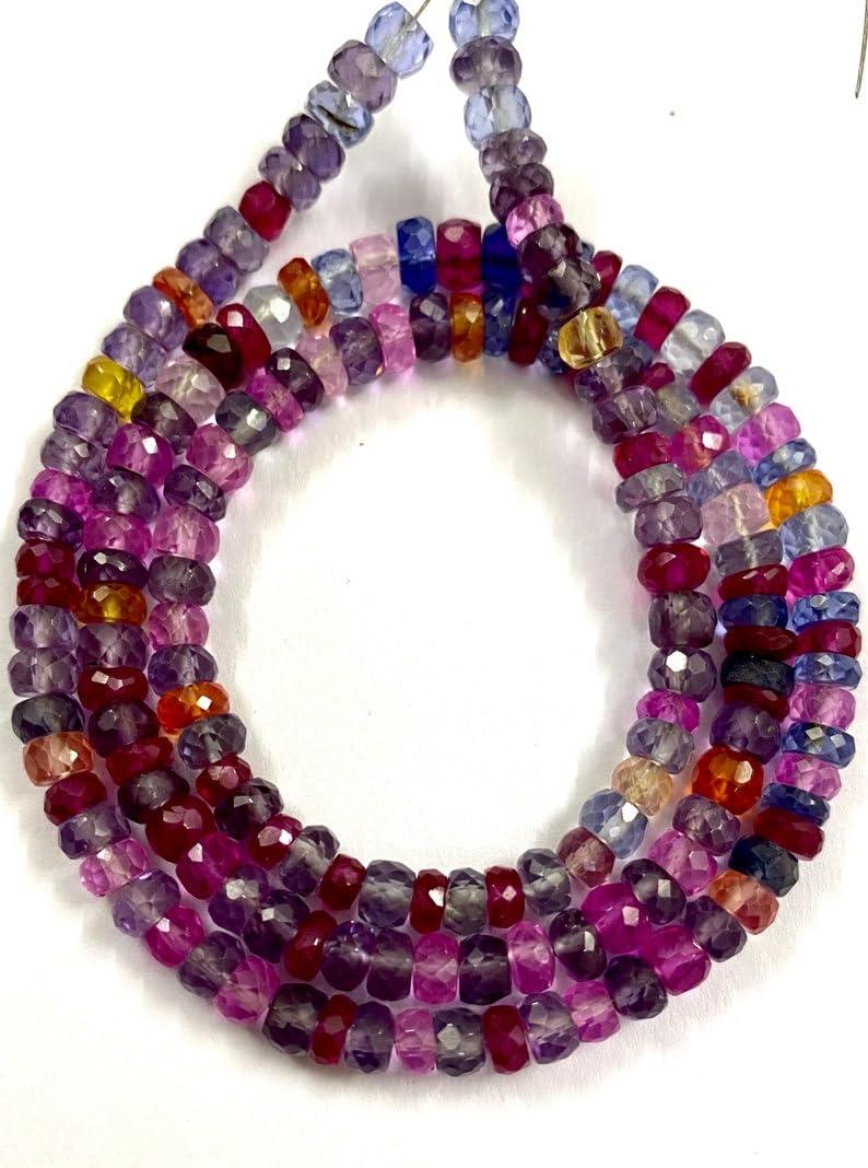 Perles rondes saphir naturel facetté 5mm de qualité joaillerie