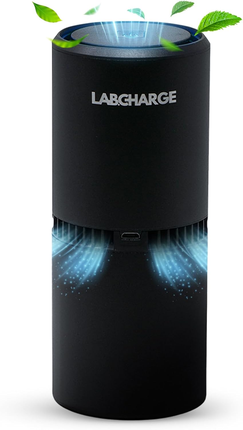 LabCharge compacte d'air - couvre 250 pieds carrés - Idéal pour chambre ou dortoir - Un filtre HEPA silencieux capture la poussière et les polluants - Purificateur d'air portable, mini pour les petits espaces