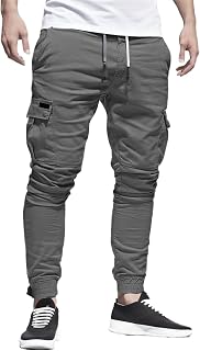 Men's Cargo Trousers, Jogging Bottoms, Casual Trousers, Jogger Sweatpants with Drawstring, Plain, Breathable, Trekking Trousers, Men's Elastic Waist, Wide Running Sports Trousers