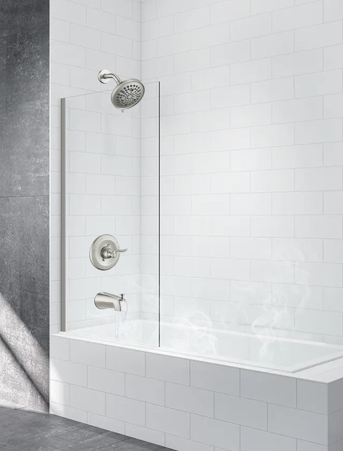 Replacement 9-Setting Shower Faucet Tub Trim Kit for Delta 13/14 Series, with 5.5" Multi-Function High-Pressure Shower Head, Brushed Nickel (Valve Not Included)