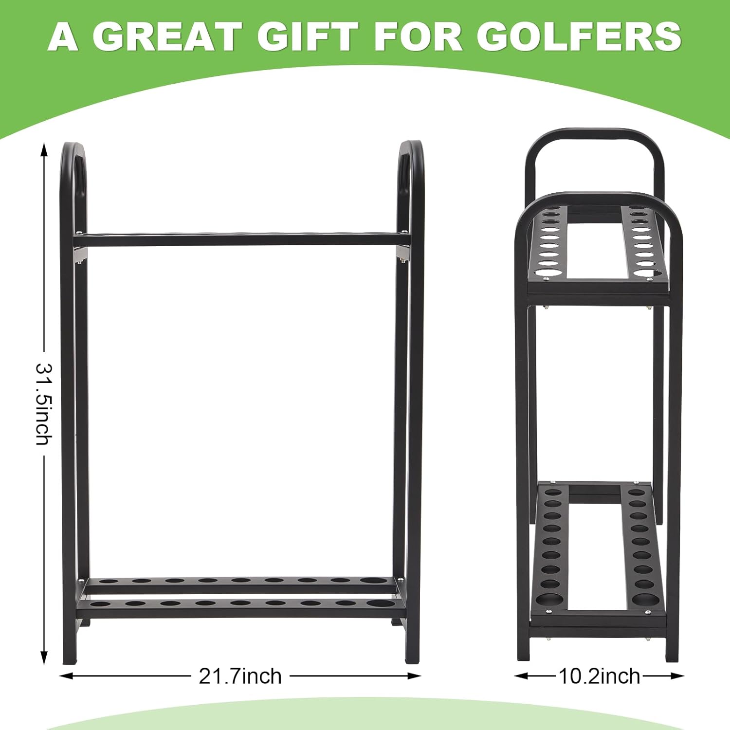 Hicarer 18 Hole Golf Club Holder Metal Golf Club Organizer Stand Rack Putter Stand Display for Indoor and Outdoor Use Home, Black