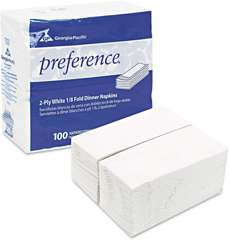 preference 31436 - 1/8 FOLD DINNER NAPKINS, 15 X 16, WHITE, 3000/CARTON