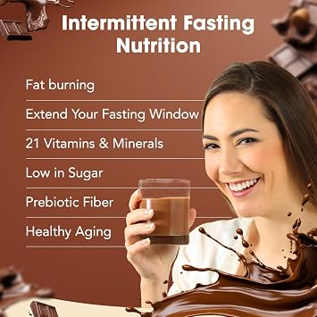 Prolon Intermittent Fasting Drink Mix | Fasting Shake for Intermittent Fasting | Vitamins, Fiber, Plant Based Protein, Superfoods | Keto, Vegan, Gluten Free, Dairy Free | Chocolate, 12 Packets