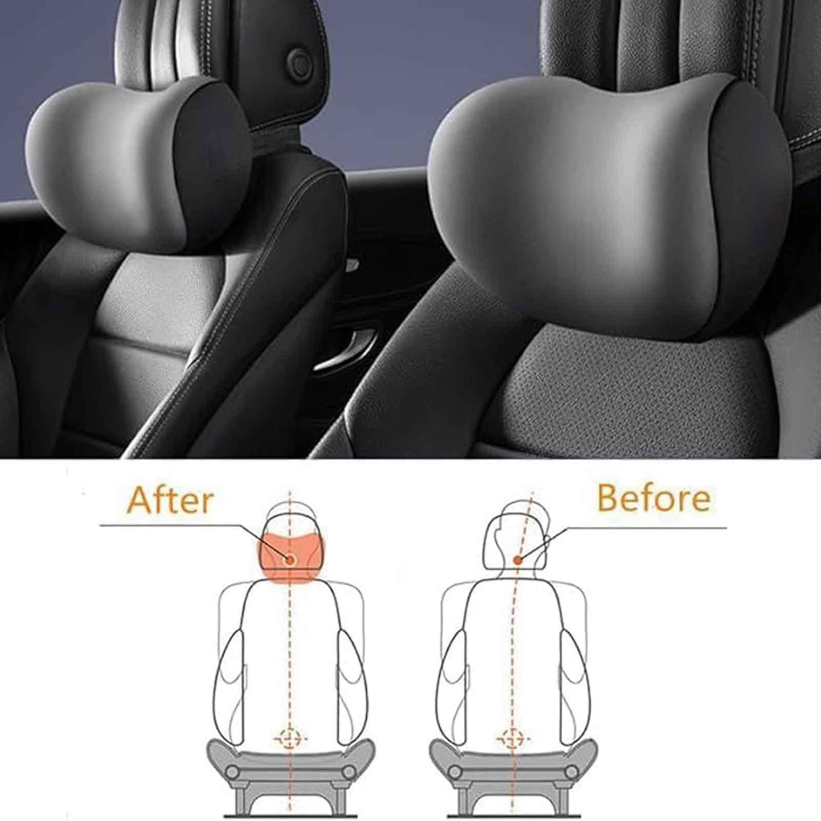Coche Reposacabezas Cojín Lumbar para Citroen C2 I 2003 2004 2005 2006 2007 2008 2009, Espuma ViscoeláStica Respaldo Soporte Cojín Cervical con Correas Hombro Ajustables Accesorios,D/Coffee