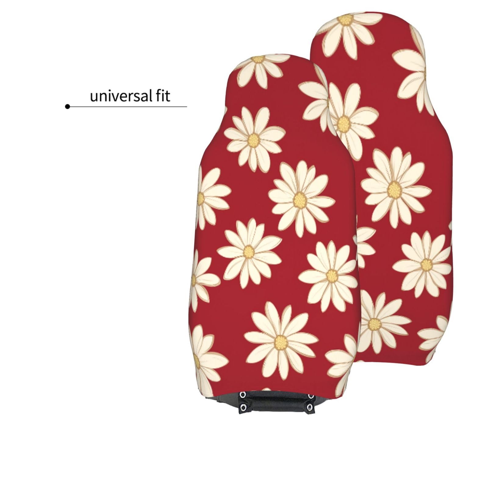 Mexpekil 2 coprisedili per auto, motivo margherita, colore beige, protezione completa per sedili auto, accessori per interni auto, per uomini e donne