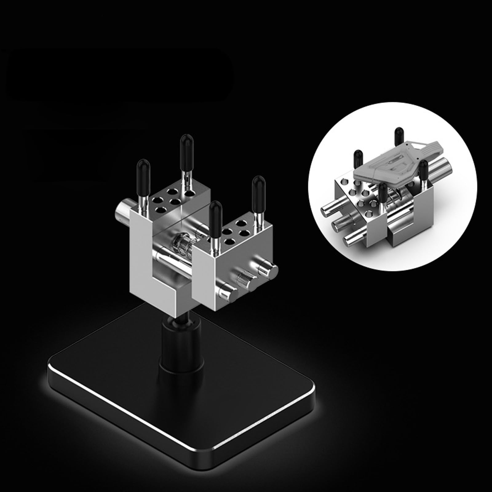Morsetto portatile in alluminio con molla assistita a sgancio rapido e asta di presa rivestita in silicone per piccoli componenti Morsa rotante stabile con base in metallo