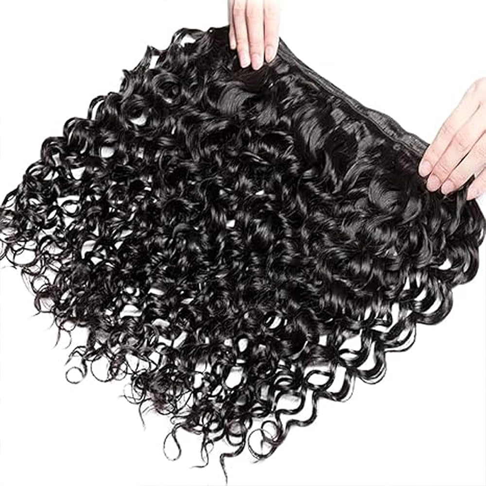 Extension di capelli umani ondulati 1B, colore nero naturale, non trattati, doppia trama, 2 ciocche di capelli brasiliani Remy, 100 g, per donne, 50,8 cm, 50,8 cm