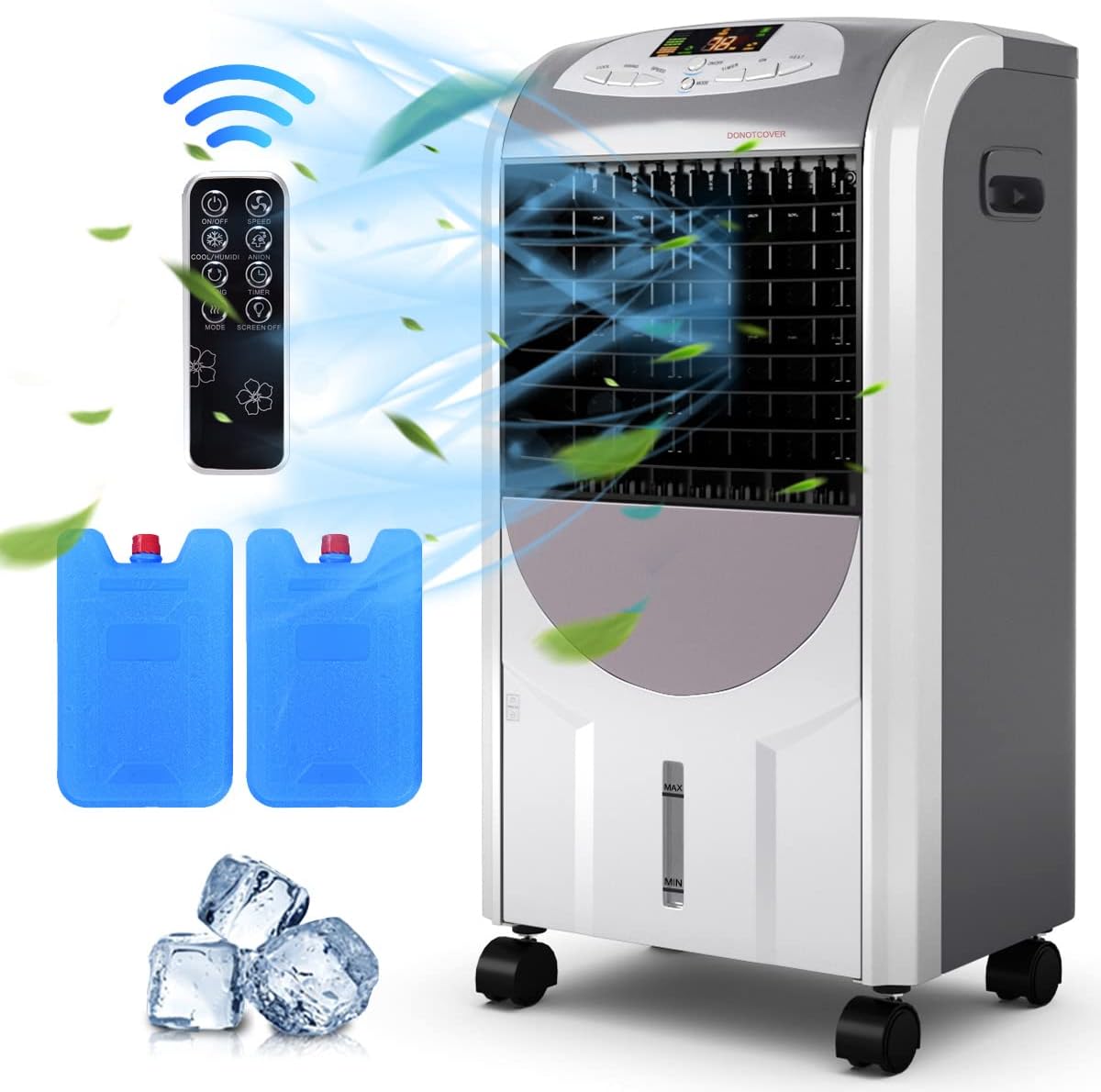 HOMCOM Rafraîchisseur D'Air 4 En 1 Ventilateur Colonne Oscillante 2L Avec Télécommande - Blanc