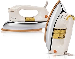 Geepas 1200W Heavy Weight Dry Iron - Non-Stick Sole Plate, Temperature Control, Indicator Light, Overheat Protection - Professional Iron for Industry & Home Use- 7 Years Warranty