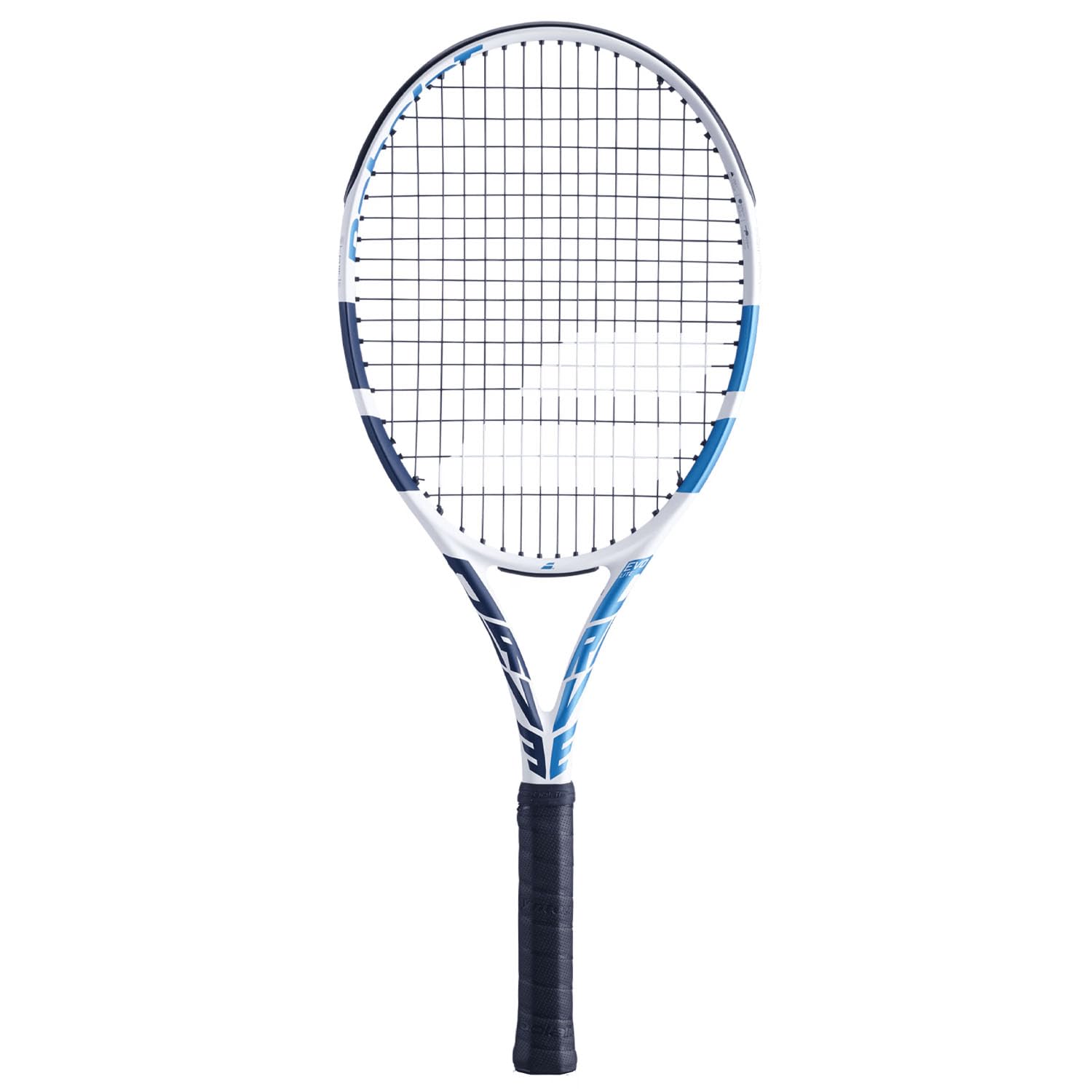 Babolat Evo Drive Lite Tennis Racket, Color- White/Blue, Grip Size- Grip 1: 4 1/8 inch